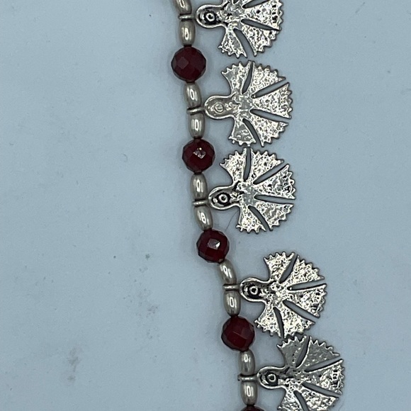 “VINTAGE GINGKO LEAF NECKLACE” Silver with Brown Faceted “Jet” Beads. - Picture 7 of 15